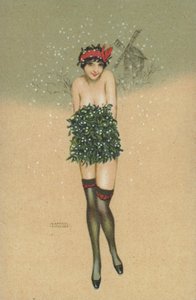 Fille portant un bouquet de gui - Raphael Kirchner